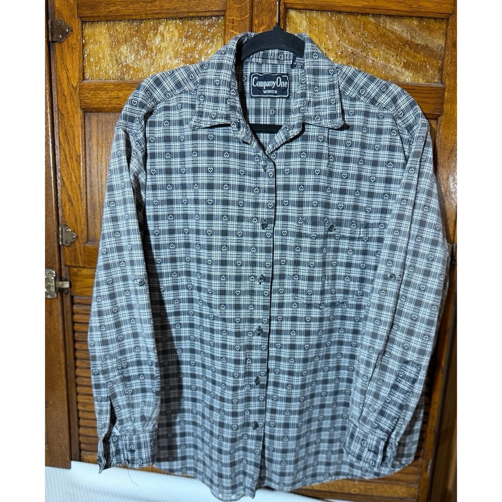 Vintage ladies button up with hearts.  Valentine's Day.  Sz xL 2XL cottagecore